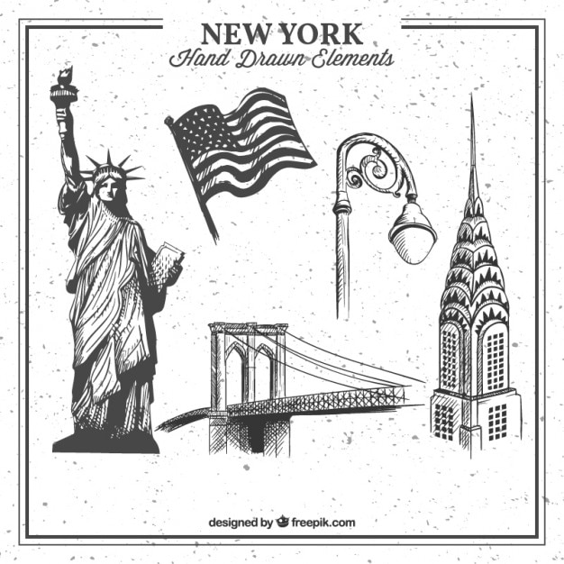 Nowy Jork Ręcznie Rysowanych Elementów Kolekcja