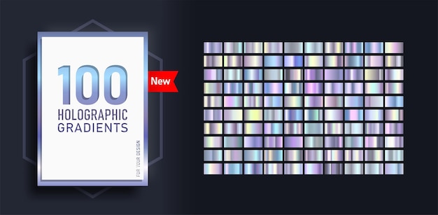 Nowy Mega Zestaw Modnych Gradientów Składający Się Z Kolekcji 100 Holograficznych Błyszczących Prostokątów
