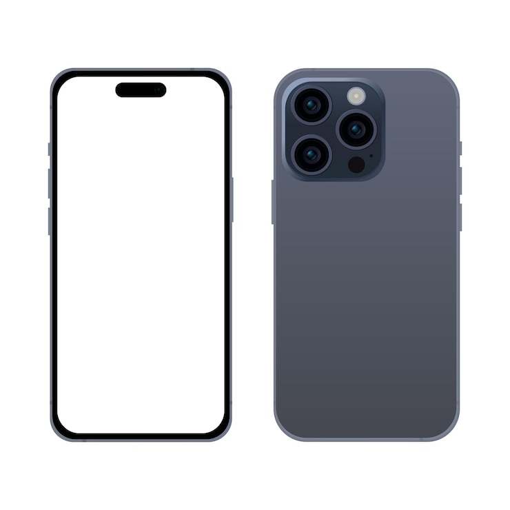 Wektor nowy niebieski model smartfona titanium 15 pro makieta szablon na białym tle ilustracja wektorowa