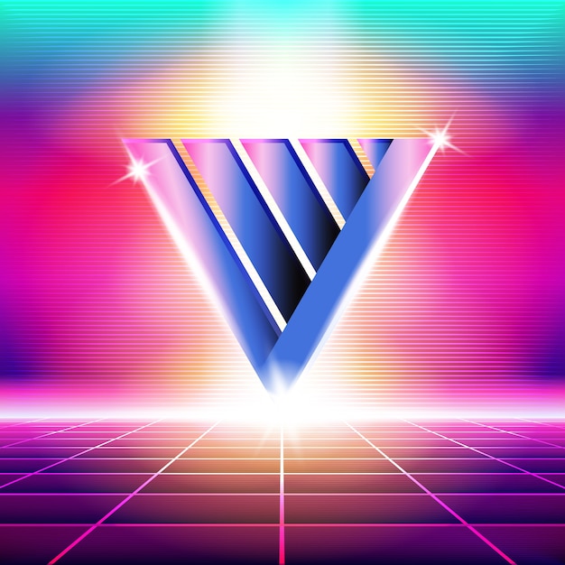 Nowy Retro Fala Tło. Synthwave Retro Design i elementy