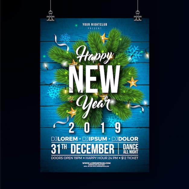 Nowy Rok 2019 Party Celebration Poster Template