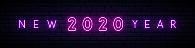 Plik wektorowy nowy rok 2020 neon.