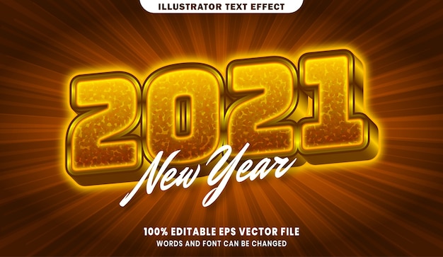 Nowy Rok 2021 3d Efekt Edytowalnego Stylu Tekstu