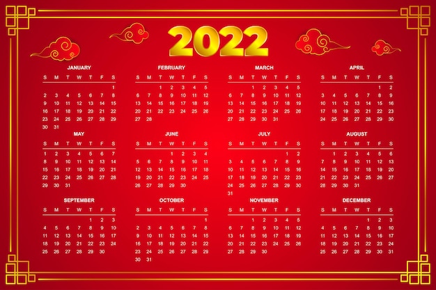 Nowy Rok 2022 Chiński Kalendarz W Nowoczesnym Stylu