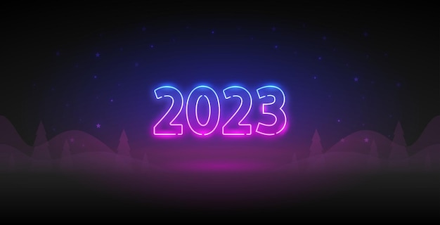 Nowy rok 2023 neon wektor clipart