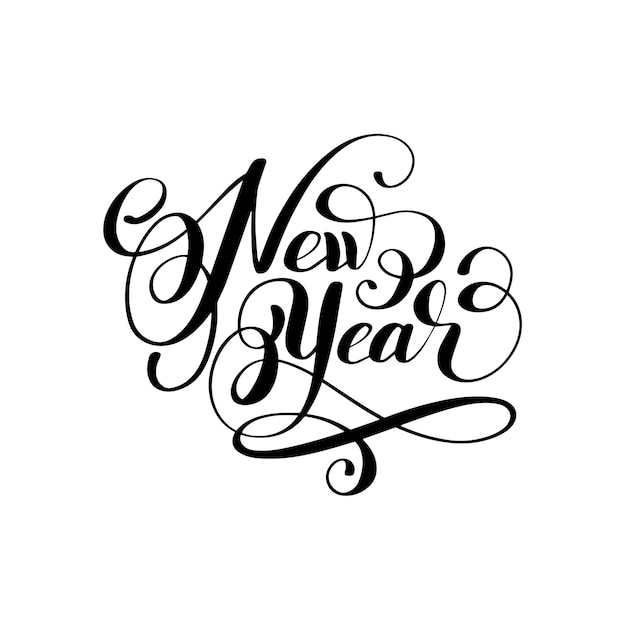 Plik wektorowy nowy rok wakacje kaligrafia odręczny napis strony napis ilustracja wektorowa
