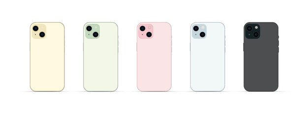 Nowy smartfon 15 nowoczesnych gadżetów do smartfonów, zestaw 5 sztuk w nowych oryginalnych kolorach ilustracji wektorowych