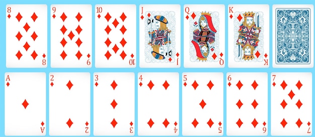 Nowy zestaw kart pokerowych w czterech kolorach klasyczny projekt