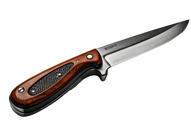 Plik wektorowy nóż z brązowym uchwytem, na którym jest napisane: