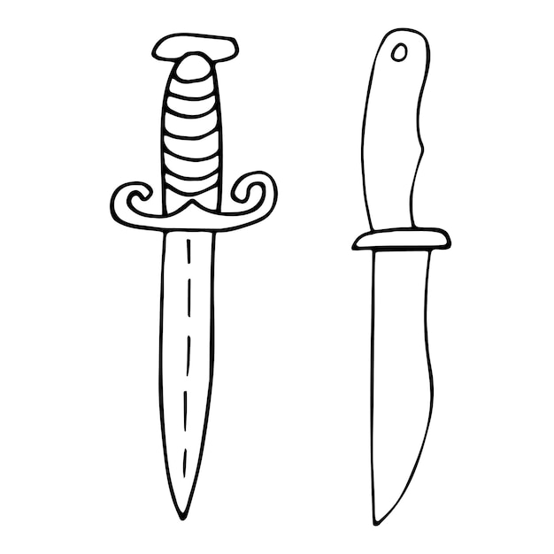 Plik wektorowy noże doodle styl ręcznie rysowane ilustracji wektorowych