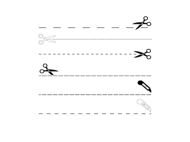 Plik wektorowy nożyczki do cięcia papieru kreska i kreska nożyczki ikona kropkowana linia