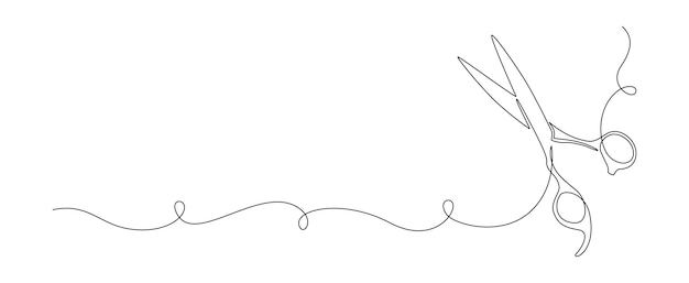 Plik wektorowy nożyczki do włosów z jednym ciągłym rysunkiem liniowym minimalistyczny baner internetowy i nowoczesne logo fryzjerstwa i salonu fryzjerskiego w prostym stylu liniowym edytowalny uderzenie doodle ilustracja wektorowa konturów