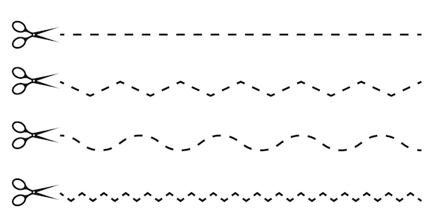 Plik wektorowy nożyczki przecinają papier wzdłuż krawędzi linia kropkowana ilustracja wektorowa eps 10 zdjęcie