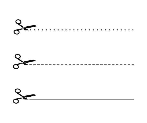 Nożyczki Z Wektorem Linii Cięcia Na Białym Tle
