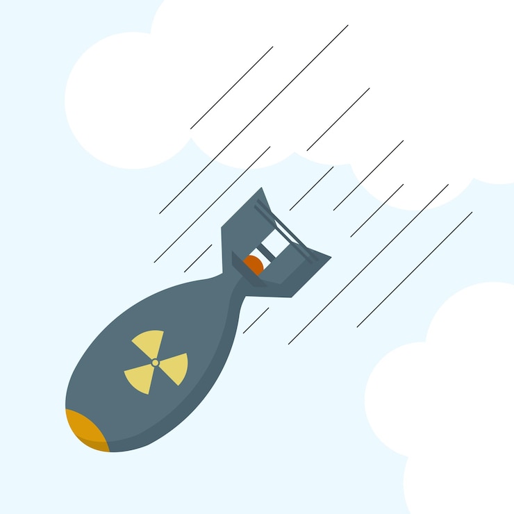 Wektor nuclear bomb spada ilustracja fly nuke weapon