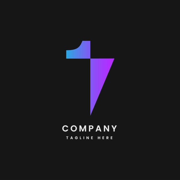 numer 1 i tarcza minimalistyczny nowoczesny projekt logo z gradientem