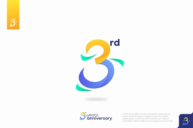 Numer 3 Ikona Logo Projekt 3 Urodziny Logo Numer Rocznica 3