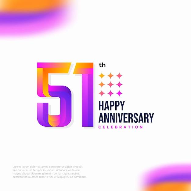 Numer 51 Logo Ikona Projektu, 51 Lat Urodziny Numer Logo, Rocznica 51