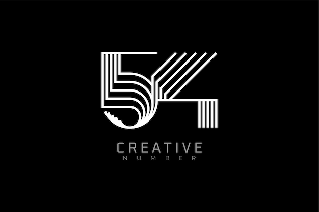 Numer 54 Logo Nowoczesny I Kreatywny Wieloliniowy Styl Numeru 54, Który Można Wykorzystać Na Logo Rocznicowe I Marki