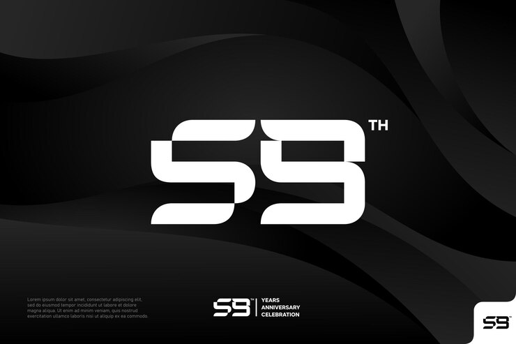 Wektor numer 59 logo ikona projekt 59 urodziny logo numer rocznica 59 na czarnym tle