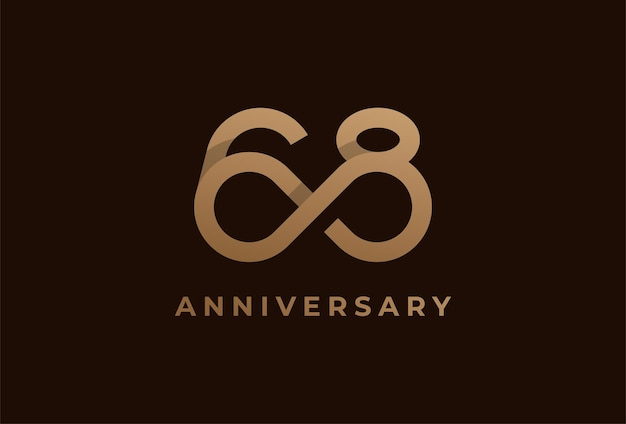Numer 68 Z Kombinacją Ikon Nieskończoności, Może Być Używany Do Szablonów Logo Urodzinowych I Biznesowych