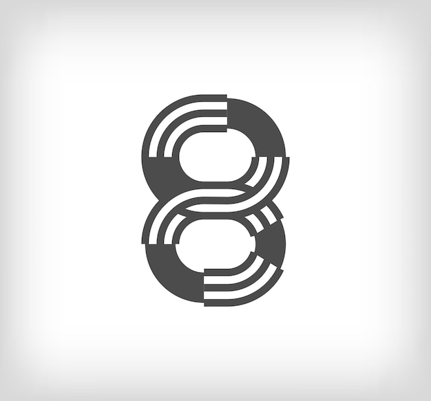 Plik wektorowy numer 8 liniowe nowoczesne logo litera ma formę pasków numer alfabetu znak i lin