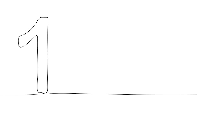 Plik wektorowy numer jeden jedna linia ciągła liczba 1 grafika liniowa zarys pojedynczej linii sylwetka ręcznie rysowane
