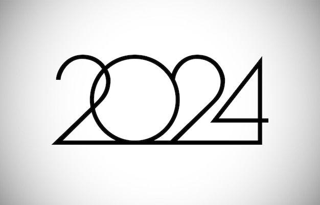 Numer Stylu Biznesowego Szczęśliwego Nowego Roku 2024. Czarno-biały Styl. Tytuł Kalendarza. Projekt Planisty.