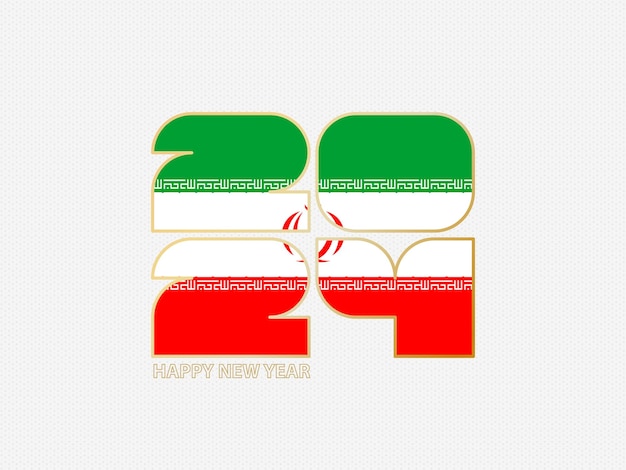 Plik wektorowy numery abstrakcyjne 2024 z flagą iranu