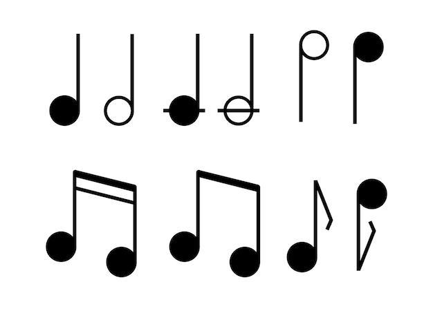 Plik wektorowy nuty ustaw ikonę w stylu linii wektor koncepcja melodii na białym tle