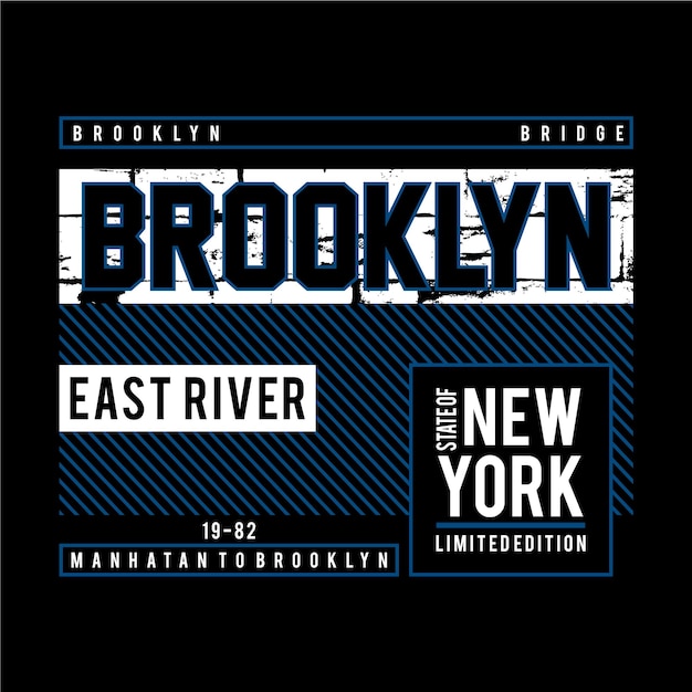 Nyc Brooklyn Bridge Typografia Projekt T Shirt