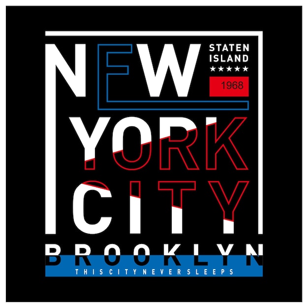 Nyc Brooklyn Graficzny Typografii T Shirt Projekt Ilustracji Wektorowych