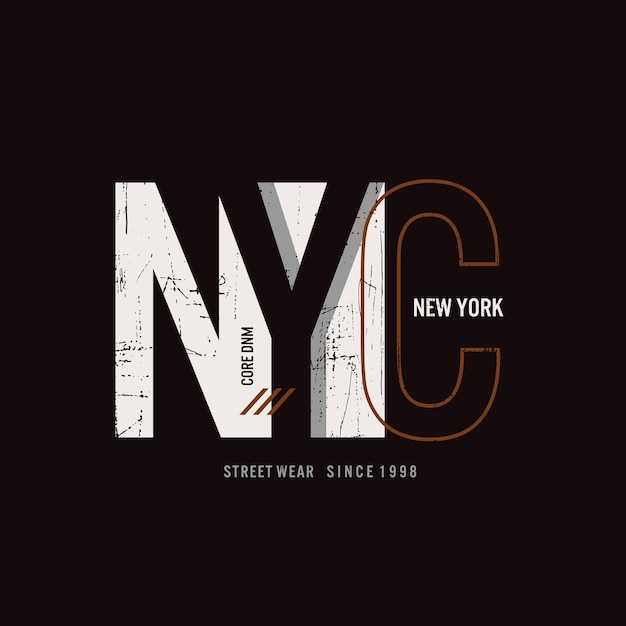 Nyc Typografia Do Druku T Shirt Premium Vector