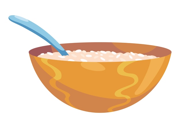 Plik wektorowy oatmeal śniadanie odżywianie żywność dojrzała roślina zdrowe odżywianie koncepcja posiłku ilustracja wektorowa wyizolowana na białym tle