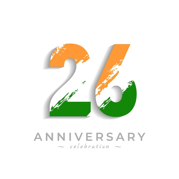 Obchody 26-lecia Rocznicy Z Białą Kreską Pędzla W Kolorze żółtego Szafranu I Zielonej Flagi Indii