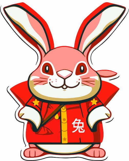 Obchody chińskiego nowego roku z uroczym królikiem Ręcznie rysowane ilustracji wektorowych chiński nowy rok 2023