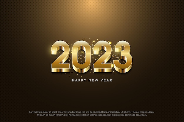 Obchody nowego roku 2023 z bardzo błyszczącymi numerami 3d.