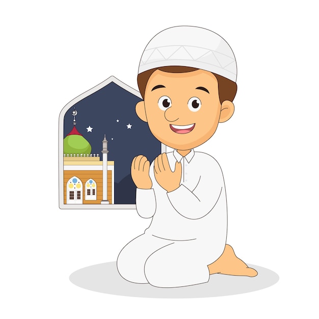 Obchody Ramadan Kareem Z Modlącymi Się Islamskimi Ludźmi