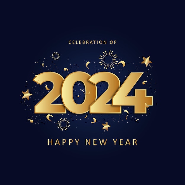 Obchody Szczęśliwego Nowego Roku 2024 Złoty Projekt Plakatu Z życzeniami