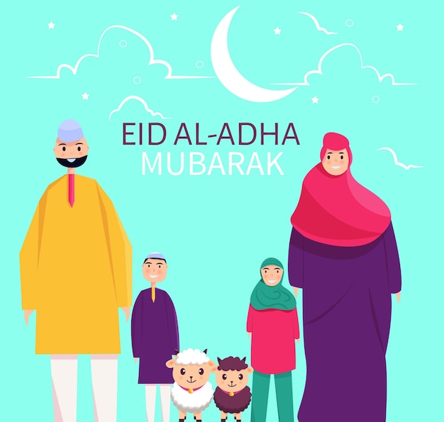 Obchodzi Eid Aladha Ilustracja Kreskówka Darmowych Wektorów