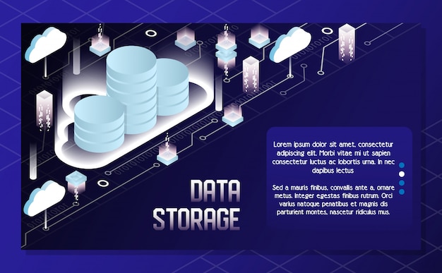 Obłoczna Przechowywanie Danych Wektorowa Isometric Ilustracja