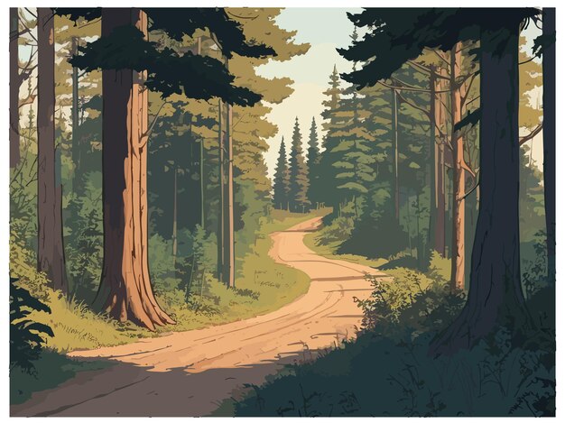 Obraz Drogi Biegnącej Przez Las Otoczony Skałami I Drzewami, Las Krajobrazowy