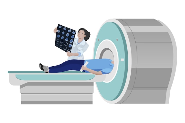 Plik wektorowy obraz skanowania mózgu starszego mężczyzny na filmie rezonansu magnetycznego mri do neurologicznej diagnozy medycznej