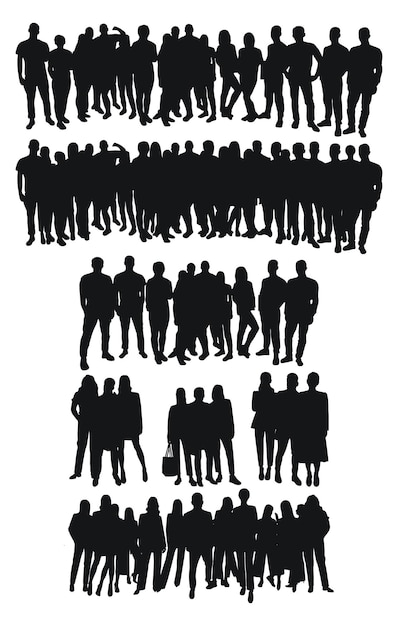Plik wektorowy obraz tłumu sylwetka grupy ludzi kształty ciała mężczyzn i kobiet