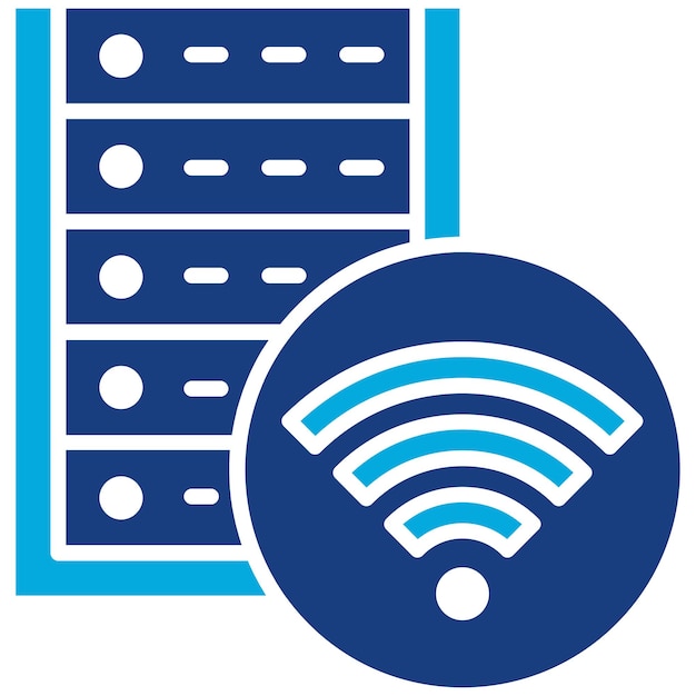 Obraz wektorowy ikony bezprzewodowej bazy danych może być używany do hostingu internetowego