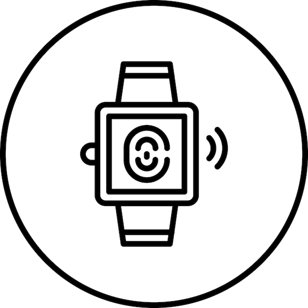 Obraz wektorowy ikony biometrycznego zegarka inteligentnego może być używany do biometrii