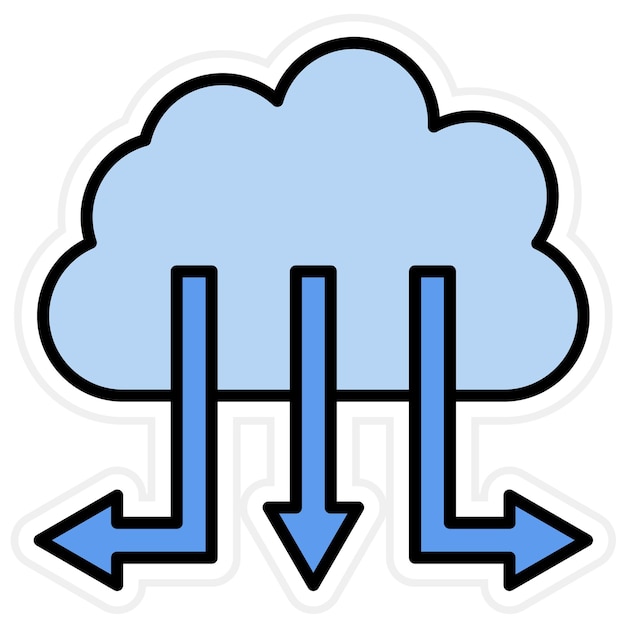 Obraz Wektorowy Ikony Dystrybucji Chmury Może Być Używany Do Tworzenia Sieci I Udostępniania Danych