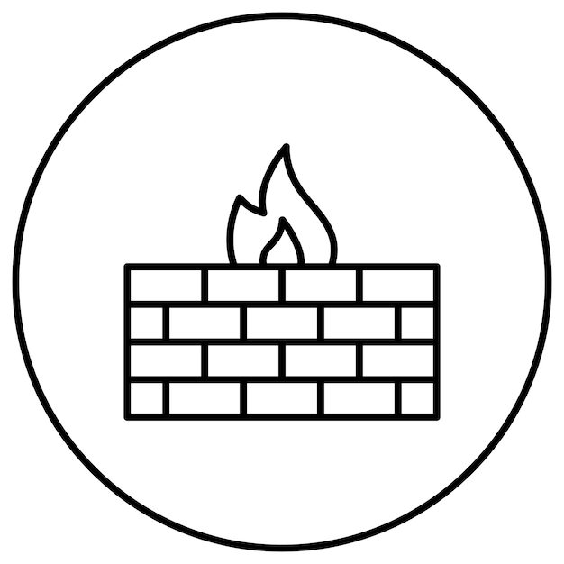 Obraz wektorowy ikony firewalla może być używany do hostingu internetowego