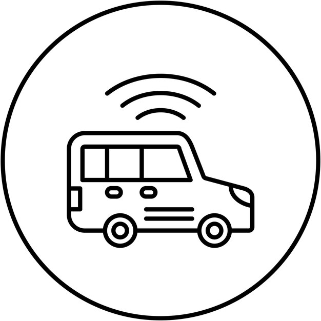 Obraz wektorowy ikony inteligentnego samochodu może być używany w Internecie rzeczy