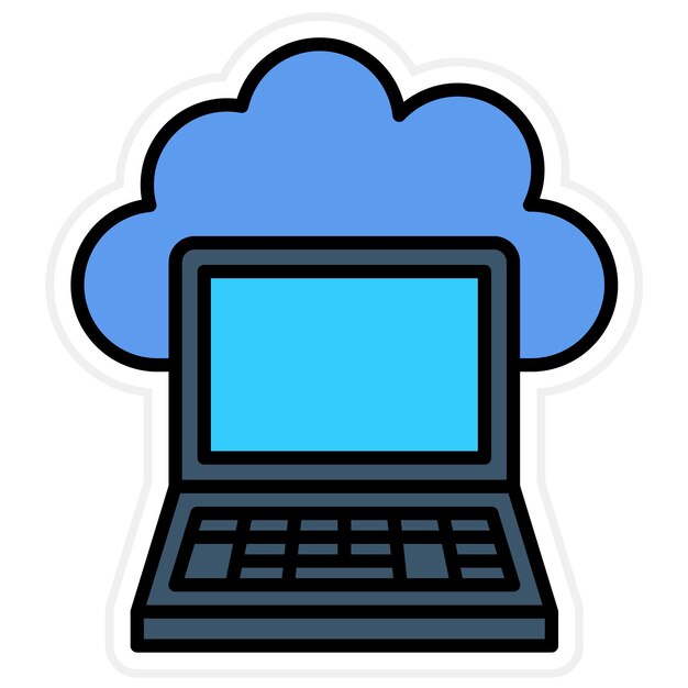 Plik wektorowy obraz wektorowy ikony komputera przenośnego w chmurze może być używany do przetwarzania chmurowego